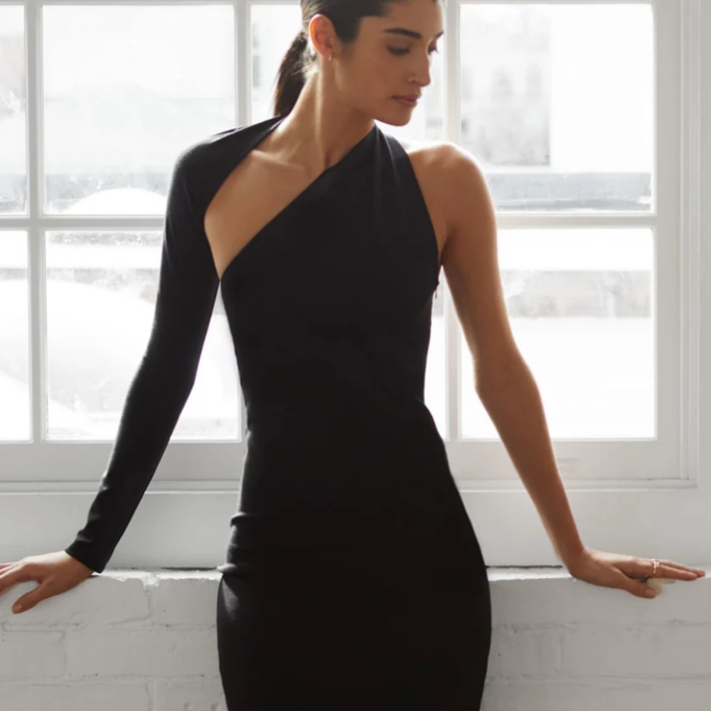 Marcella NYC Elegant Black Manhattan One-Shoulder Dress